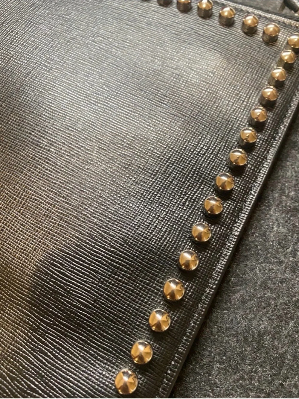 FENDI Black Saffiano Leather Karlito Flat Clutch Bag